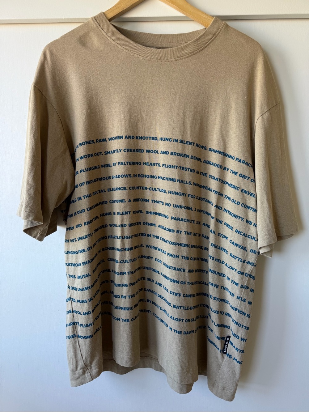 G-Star Short Sleeve Graphic Tee in Khaki with Blue Print